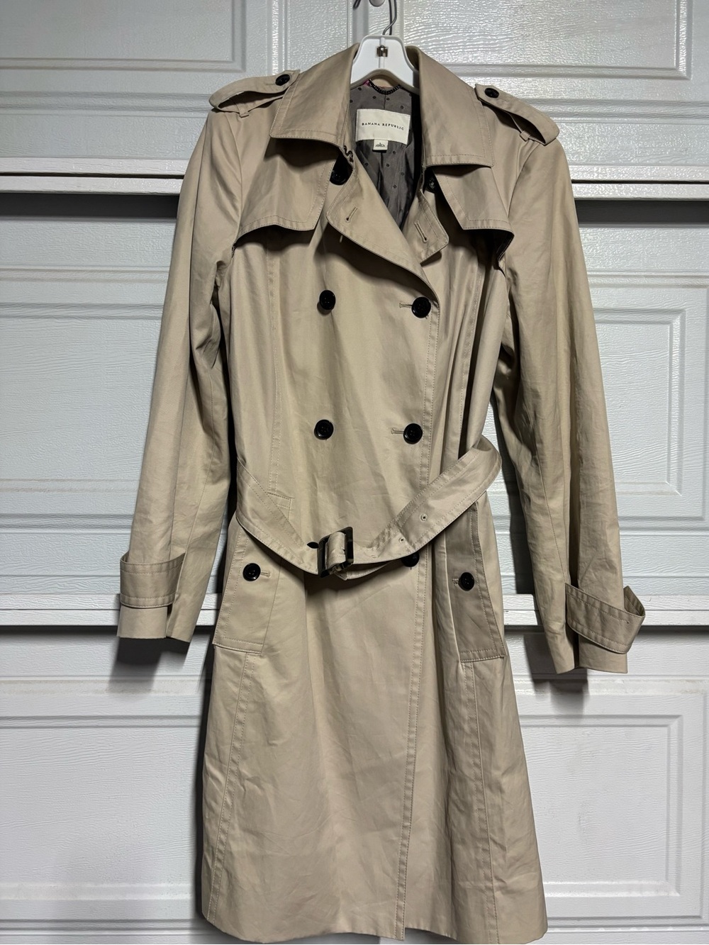 Banana Republic Khaki Double-Breasted Trench Coat